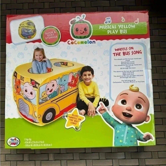 Cocomelon Musical Yellow School Bus Pop Up Tent - Sunny Days Entertainment - Picture 2 of 3